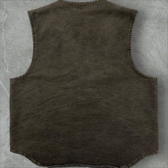 Vintage Y2K Carhartt V13 MOS Made in USA Moss Green Sherpa Lined Vest - XL Tall - Picture 2 of 7